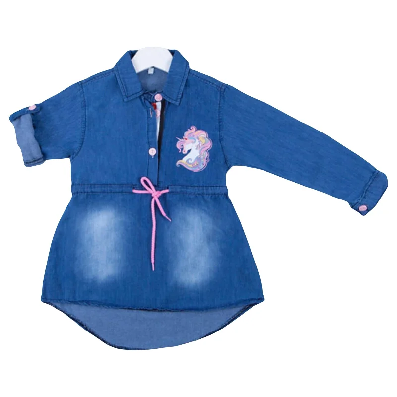 Girls Unicorn Denim Dress