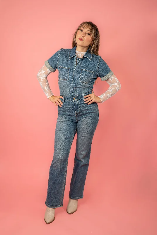 Judy Blue Denim Worker Girl Straight Leg Coverall Jumpsuit