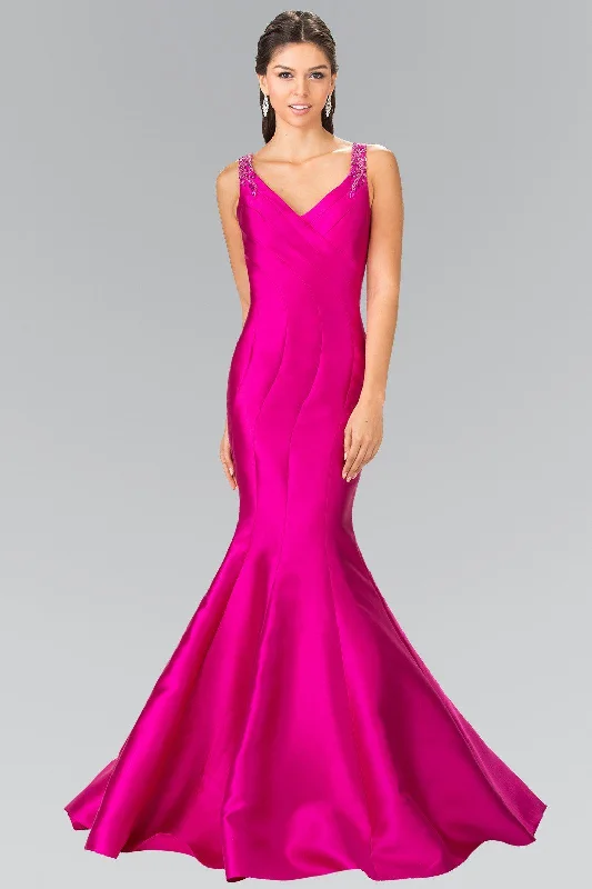 Sleeveless Mermaid Dress with Sheer Beaded Back by Elizabeth K GL2212