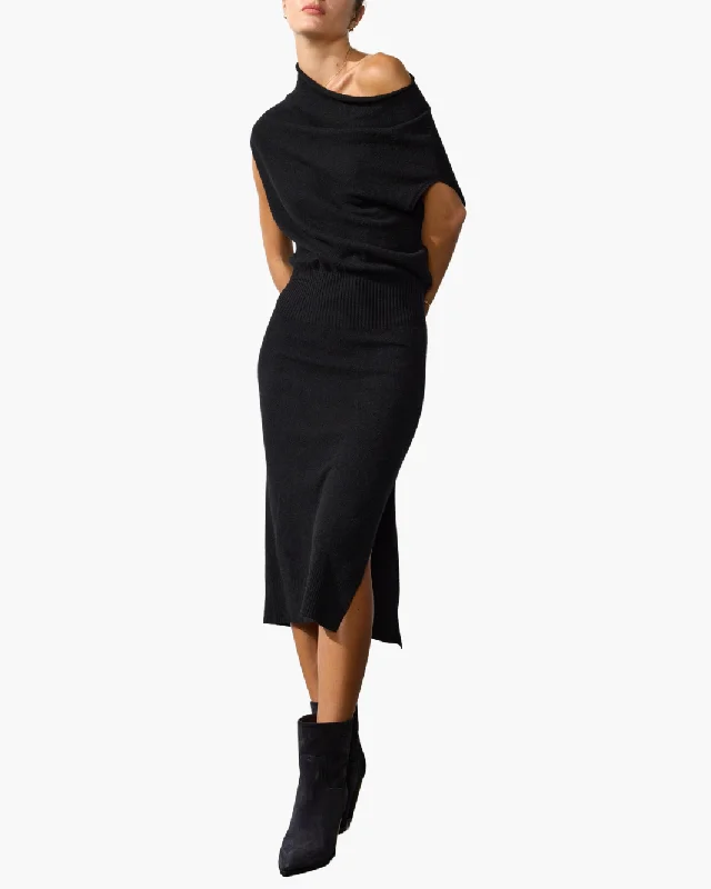 LORI SLEEVELESS DRESS IN BLACK ONYX