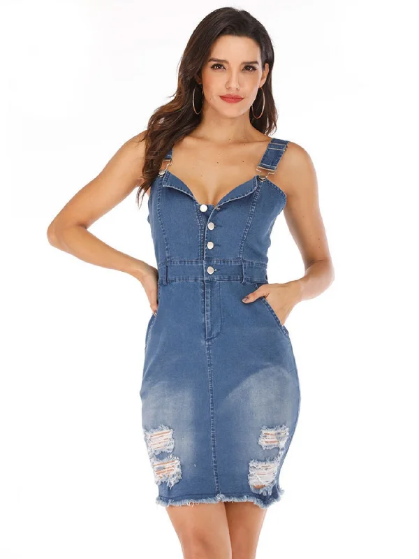 Sexy Denim Holes Dress