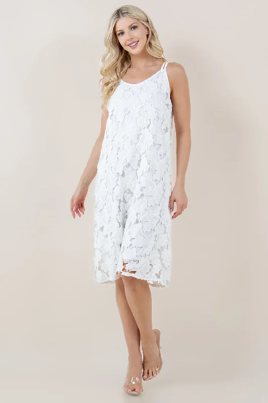 SL DOUBLE STRAP ALINE CHIFFON HEM DRESS - D3437-EYELET