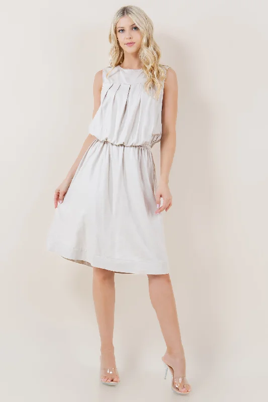 SLEEVELESS PLEATED BUBBLE TOP DRESS - D3746-3865