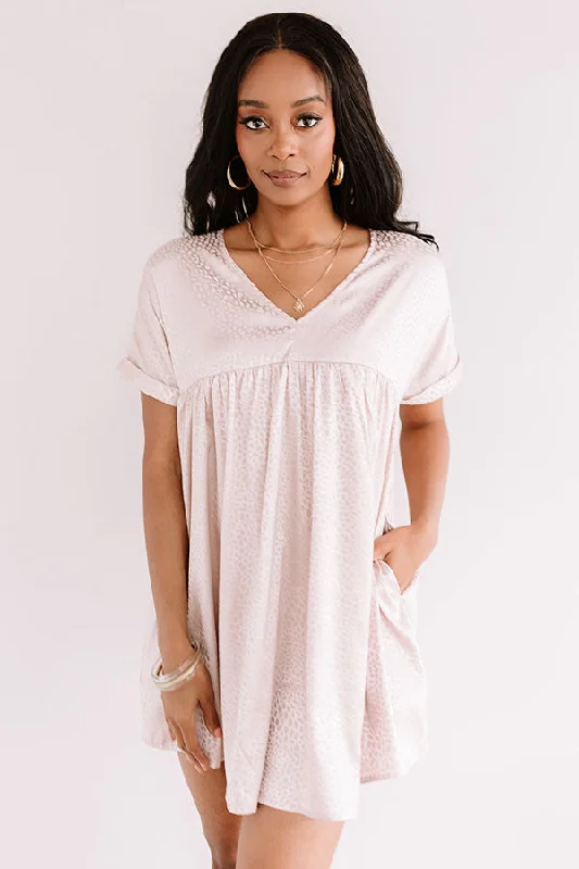 Stolen Hearts Babydoll Dress In Blush