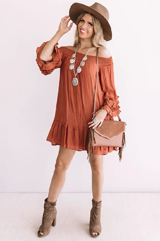 Sweet Sippin' Shift Dress In Rust