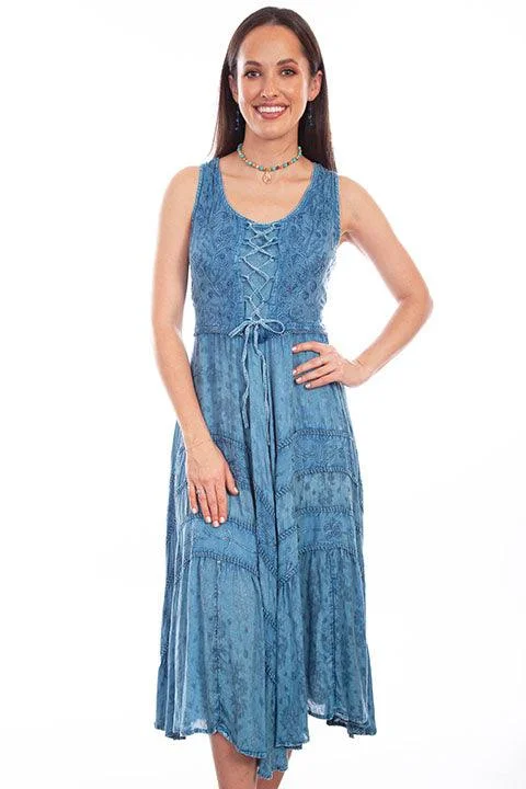 Scully Leather Light Denim Lace Front Dress