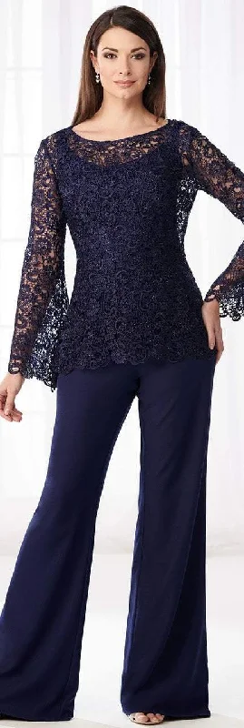 Cameron Blake - 218611 Lace Bell Sleeve Formal Pantsuit