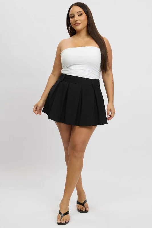 Black Pleated Mini Tennis Skirt