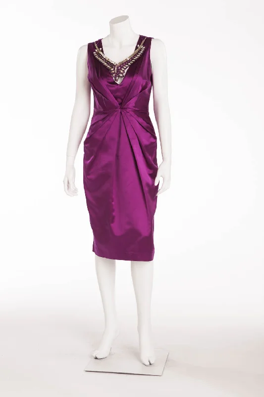 Blumarine - Purple Silk Dress With Necklace - IT 42