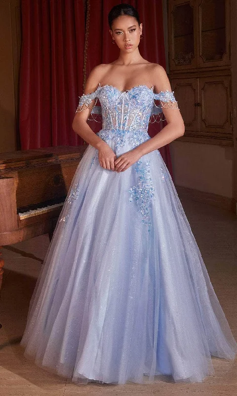 Cinderella Divine CDS490 - Off-Shoulder Ballgown with Lace-Up Back