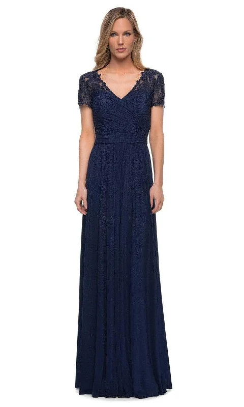 La Femme 29772SC - Lace Shoulder Jersey Evening Dress