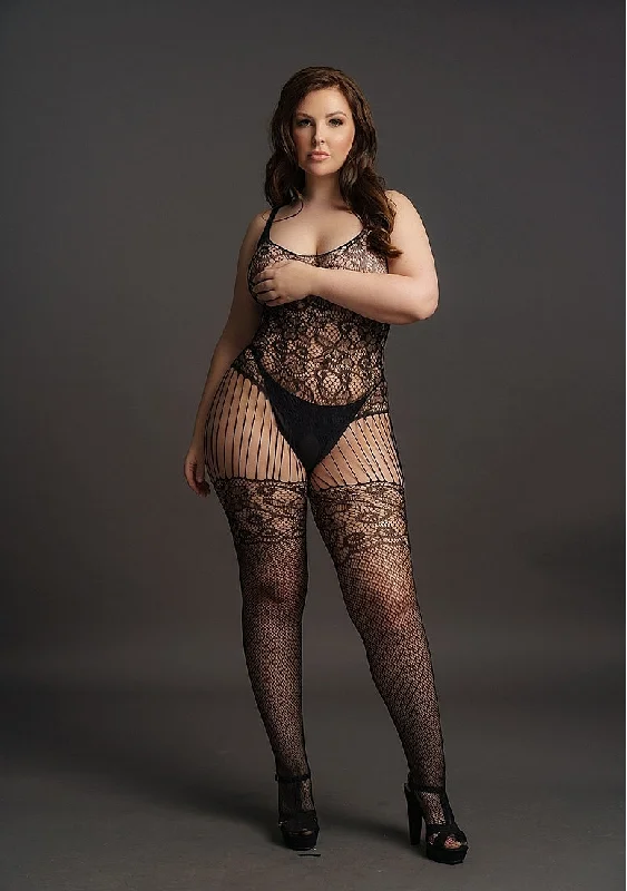 Le Desir Bliss Lingerie LACE AND FISHNET BODYSTOCKING Black