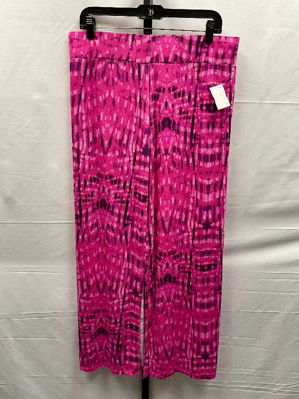 Pink Skirt Maxi Ana, Size L Floral A-line Skirt