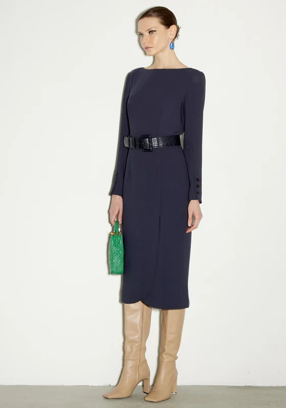 Birelin Straight Midi Dress, Navy