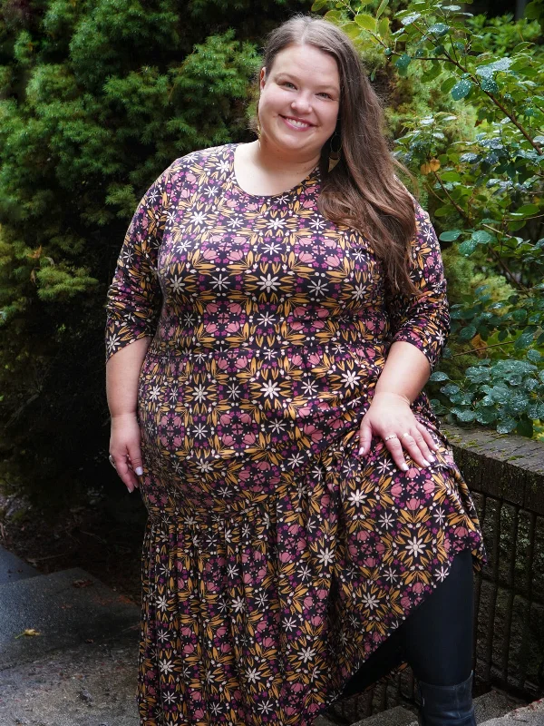 Mirah Tiered Plus Size Dress - Mauve Tile