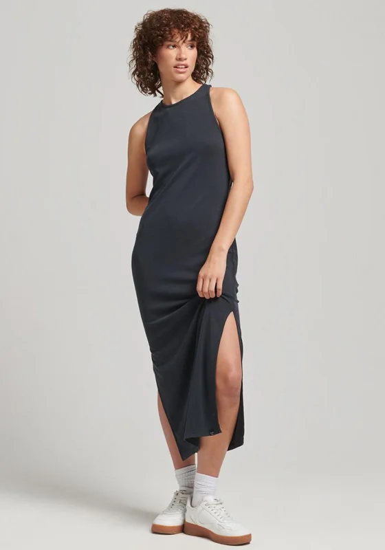 Superdry Studios Column Midi Dress, Black