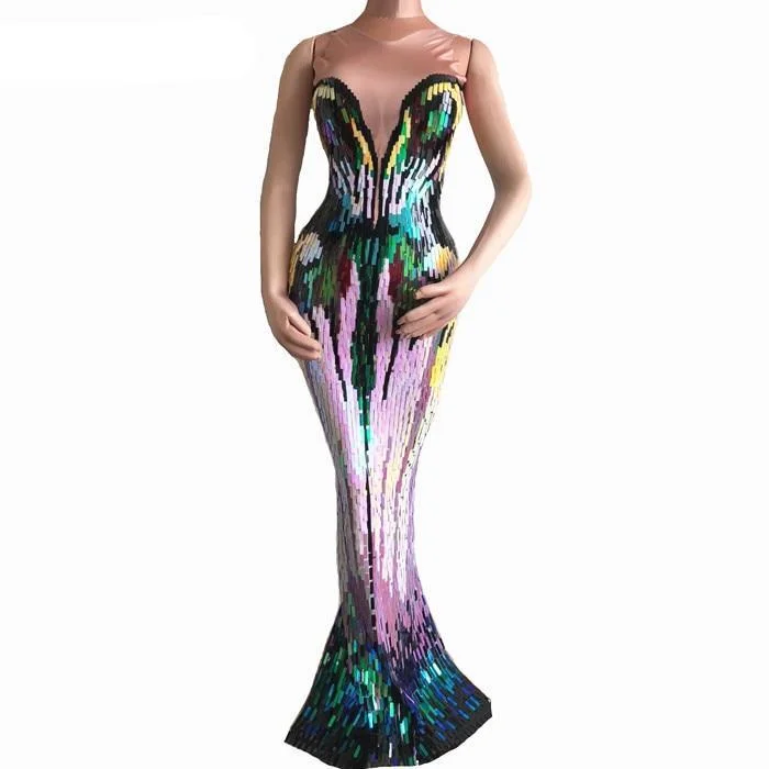 Colorful Sequin Luxurious Stretch Dress