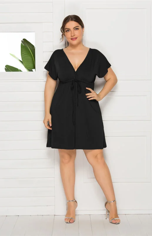 Plus Size Short Deep V Dress