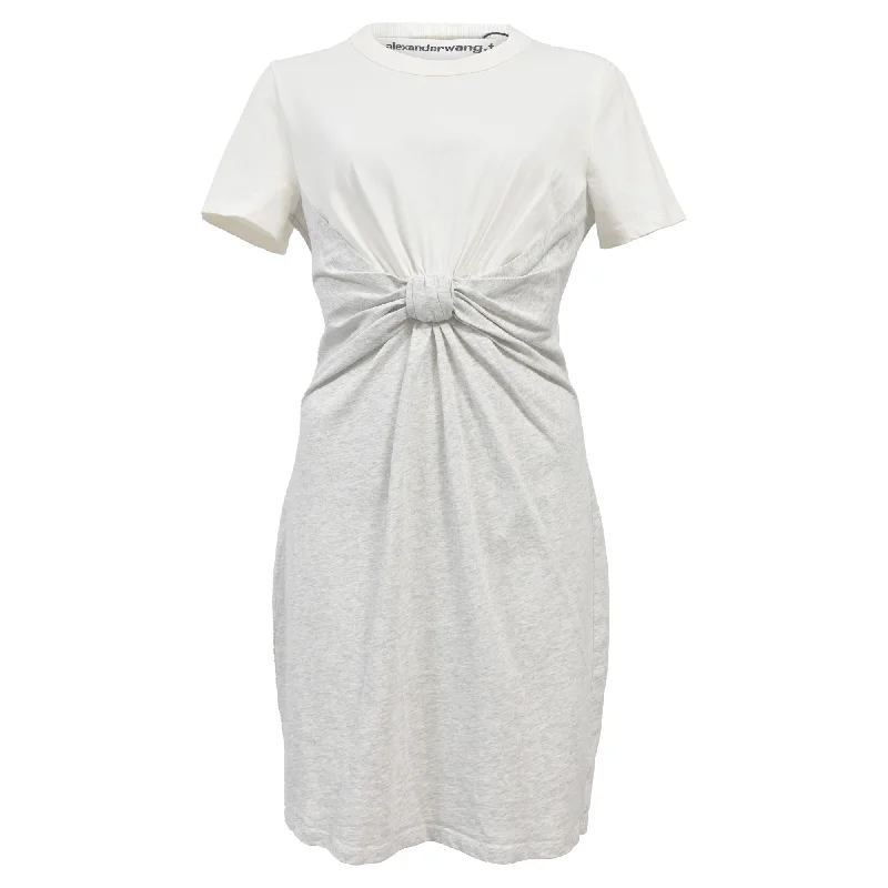 Alexander Wang T Knotted T-shirt Dress In White Cotton