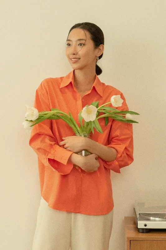 Charice Oversized Shirt in Bright Orange