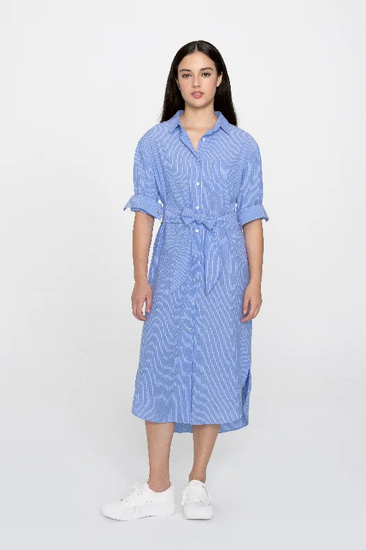 Jacqui Stripe Belted Shirt Dress