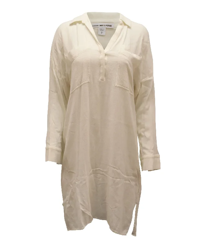 James Perse Shirt Dress in Ivory Viscose