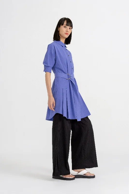 Maeve Button Down Shirt Dress in Indigo Purple