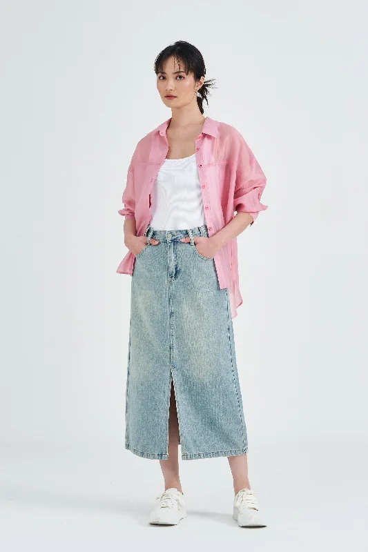 Payton Solid Colour Relaxed Shirt in Sweet Pink