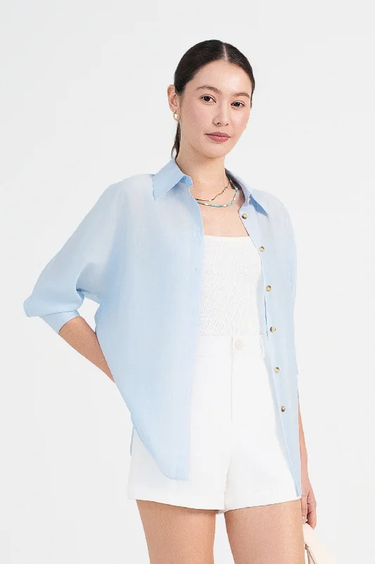 Teagan Button-Down Relaxed Shirt in Pale Blue