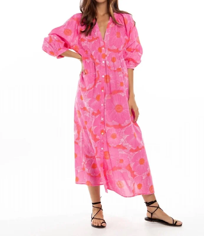 Yvette Shirt Dress In Fuchsia